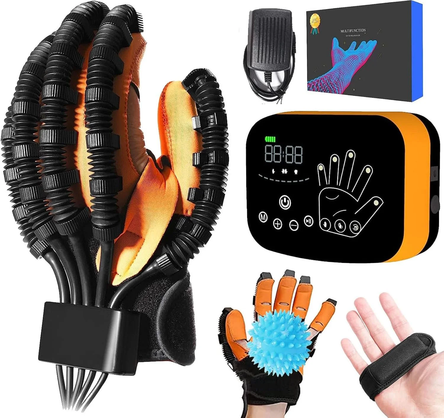 Реабілітаційна тренувальна робот-рукавичка EMFOCU розмір L  на ліву руку Чорна/Помаранчева, фото №1 Реабілітаційна тренувальна робот-рукавичка EMFOCU розмір L  на ліву руку Чорна/Помаранчева, фото №1