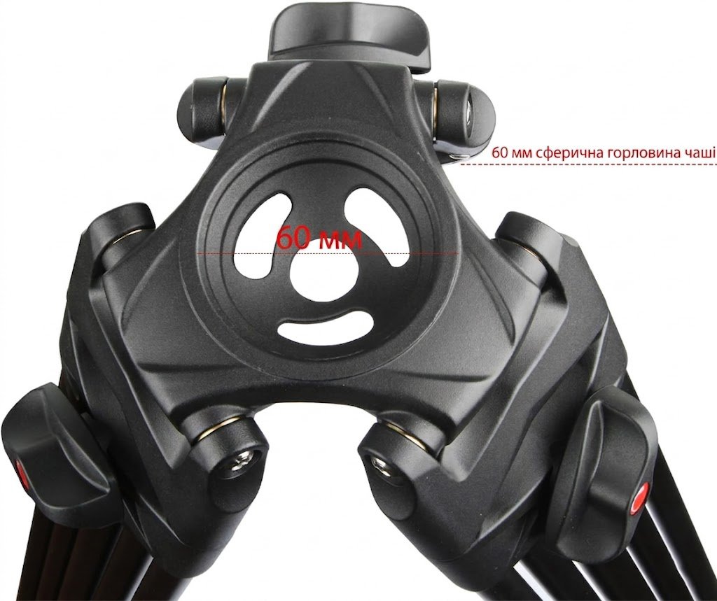 Професійний штатив для відеокамери VILTROX VX-18M з рідинною головою 188 см Чорний, фото №3