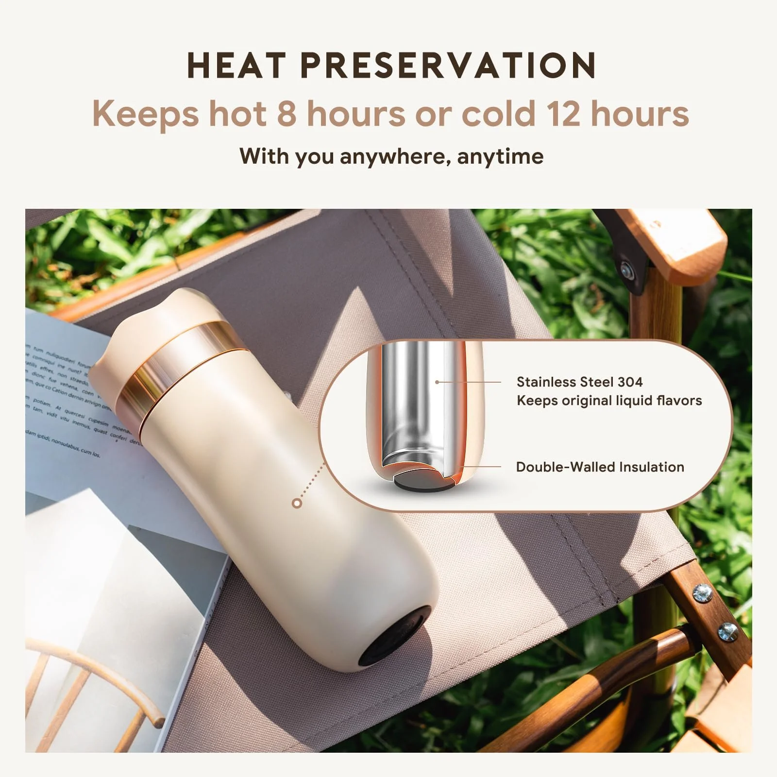 Дорожная кофеварка френч-пресс 355 мл Нержавеющая сталь, фото №6