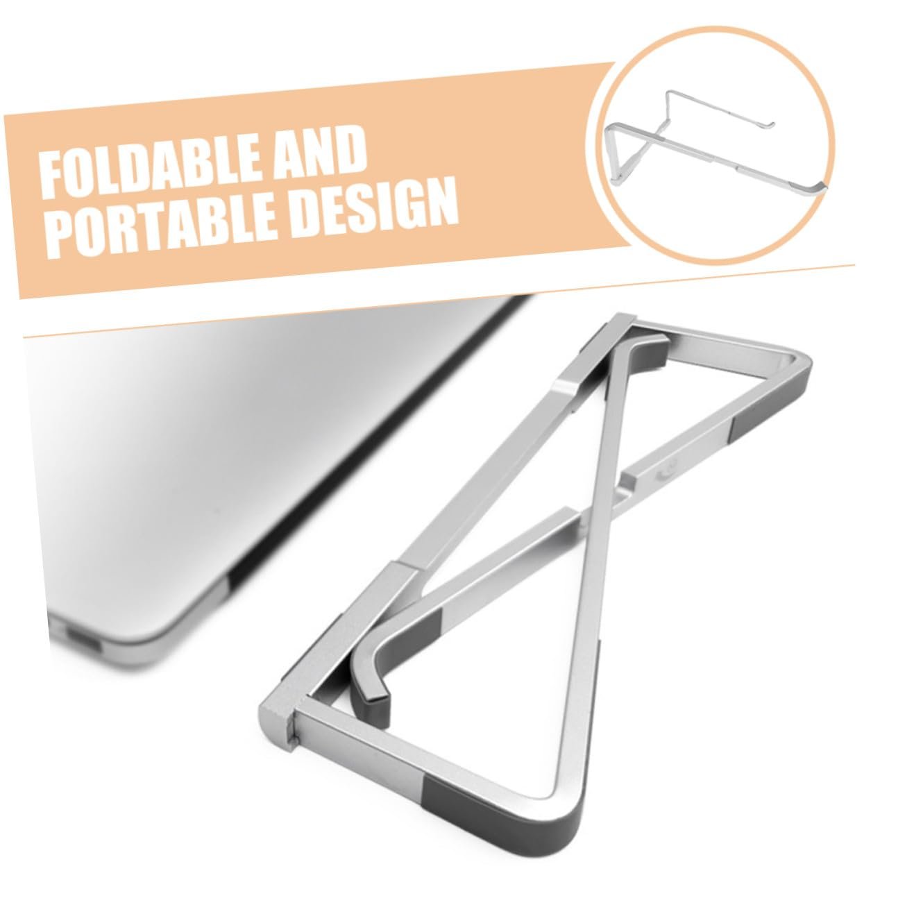 Підставка для ноутбука Operitacx складана металева портативна з регулюванням висоти для столу та подорожей покращена циркуляція повітря, фото №8