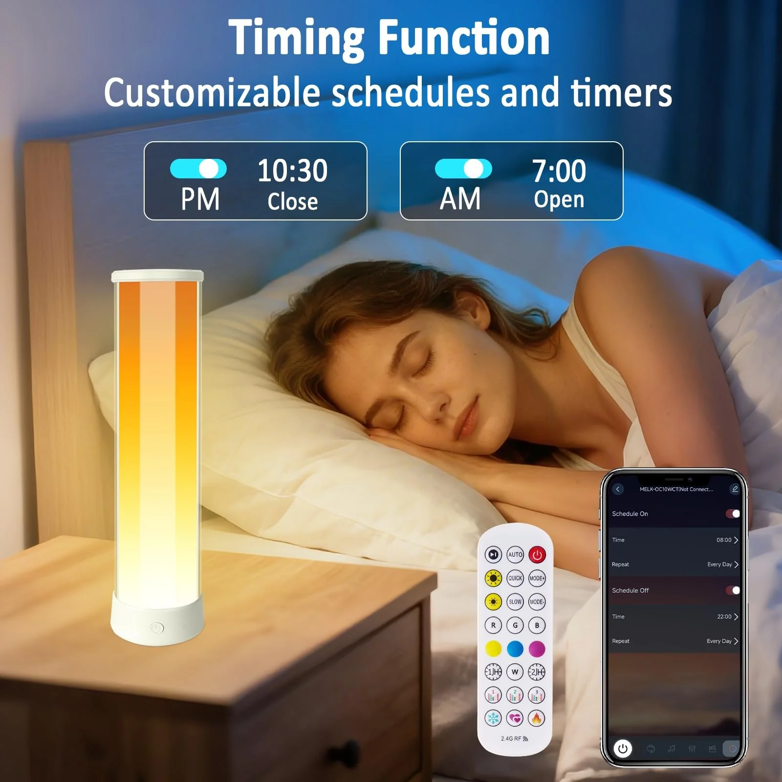 Настільна лампа Monemey Smart LED App Remote Control Timer Music Mode Rechargeable, фото №7