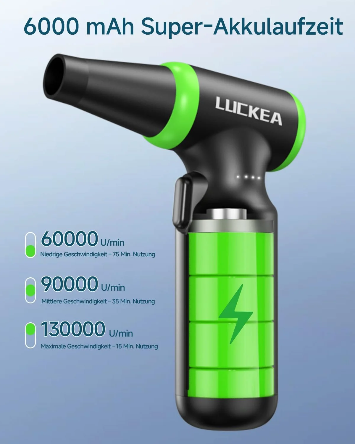 Электрическая воздуходувка 3 скорости 130 000 RPM 6000 мАч, фото №4 Электрическая воздуходувка 3 скорости 130 000 RPM 6000 мАч, фото №4