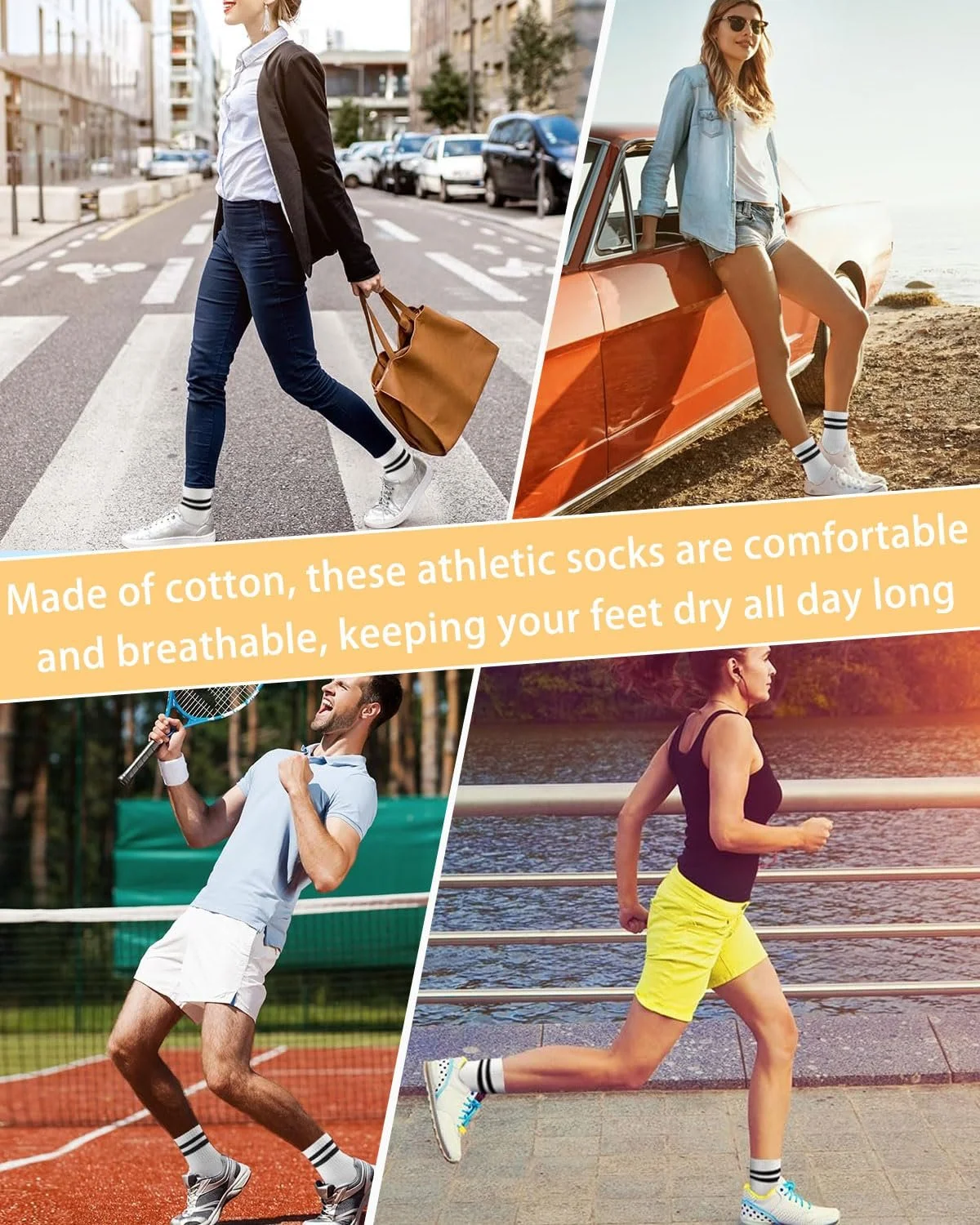 Спортивные носки Хлопковые в полоску 38-43 - 6 пар, фото №6