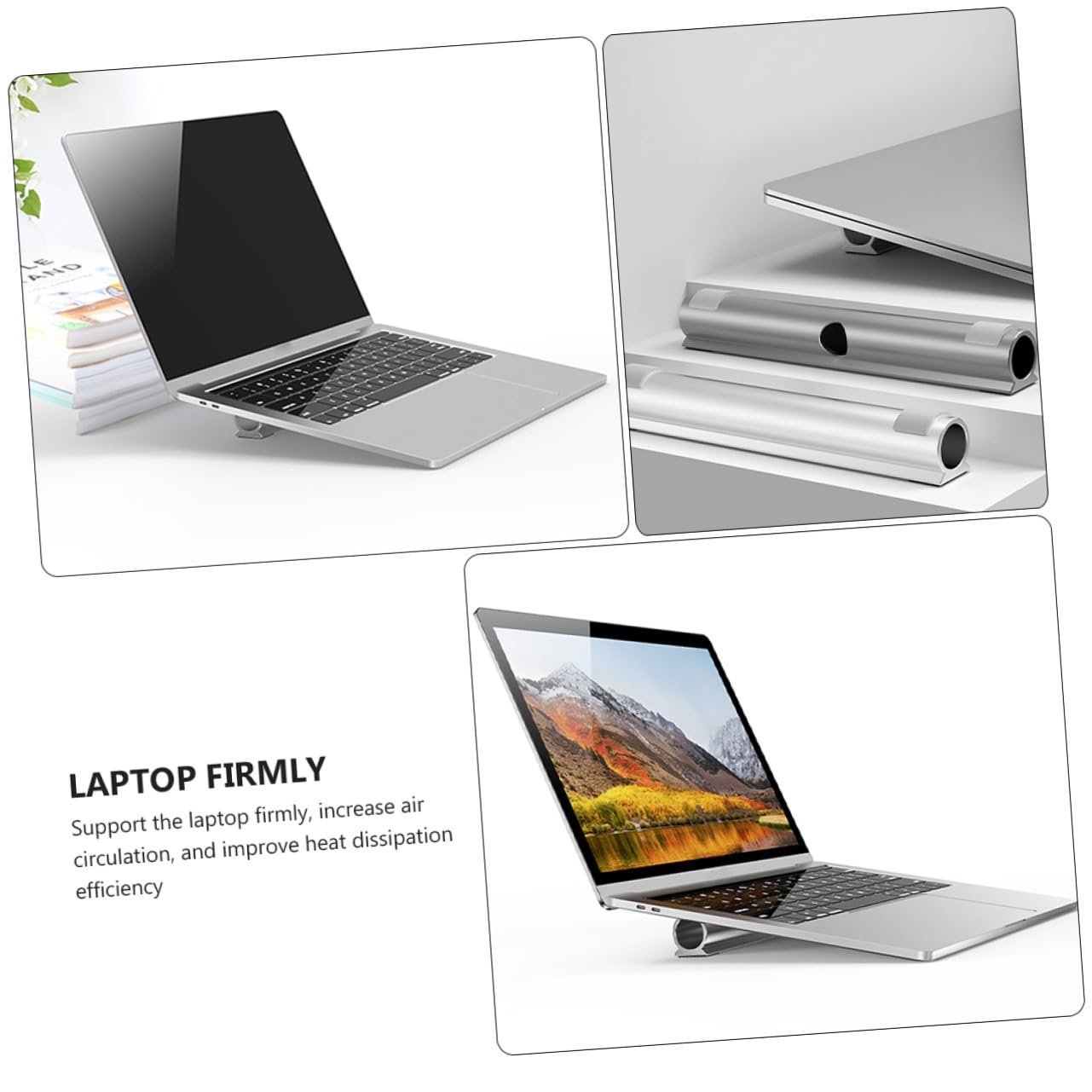 Підставка для ноутбука алюмінієва з нековзними ніжками, тримачем для кабелю та функцією охолодження, регульована по висоті, фото №4