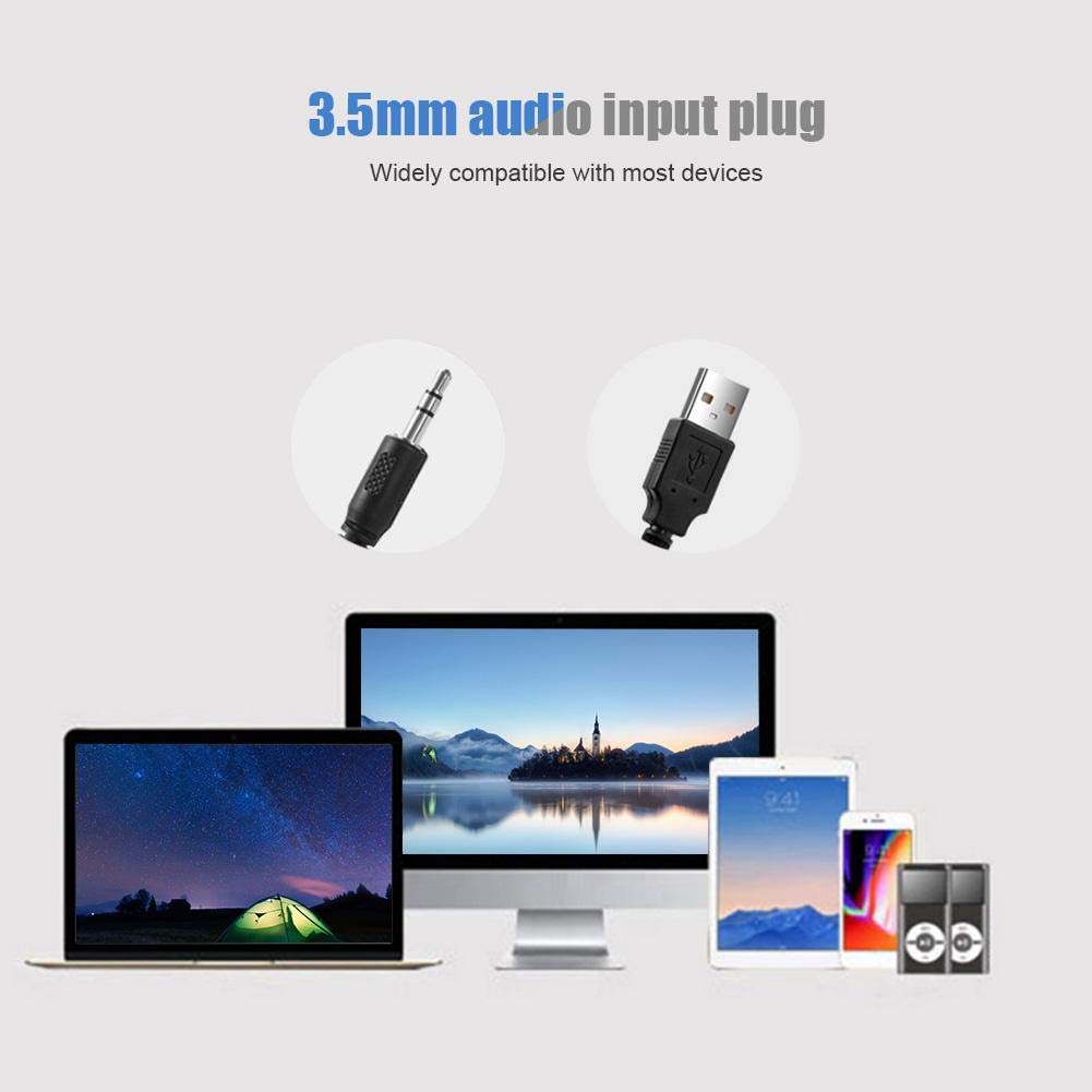 Звукова панель cigemay Portable 3D Stereo USB DSP Wired Bass Surround з аудіо роз'ємом 3.5 мм (Білий), фото №4