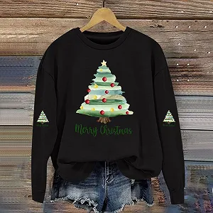 Женская Толстовка 2024 Holiday Spirit Top Рождественский Принт Смешная Надпись Пуловер С Длинными Рукавами Круглый Вырез synthetic.ua - Фото 1