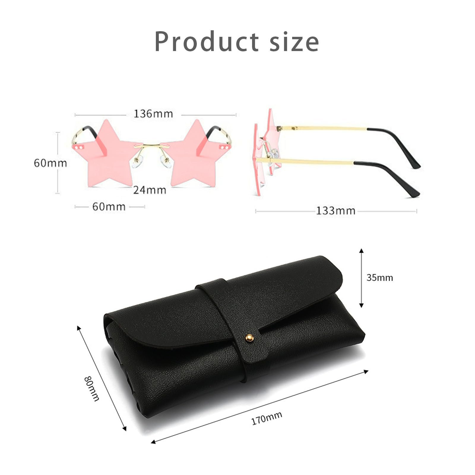 Сонцезахисні окуляри Зірка ASFWAGQ Прозорі рожеві, фото №2