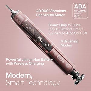 Електрична зубна щітка Aquasonic Vibe Series Ultra Brightener 4 режими Сатинове рожеве золото synthetic.ua - Фото 1