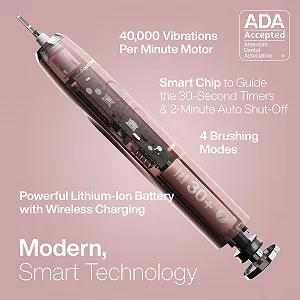 Электрическая зубная щетка Aquasonic Vibe Series Ultra Brightener 4 режима Сатиновое розовое золото synthetic.ua - Фото 1