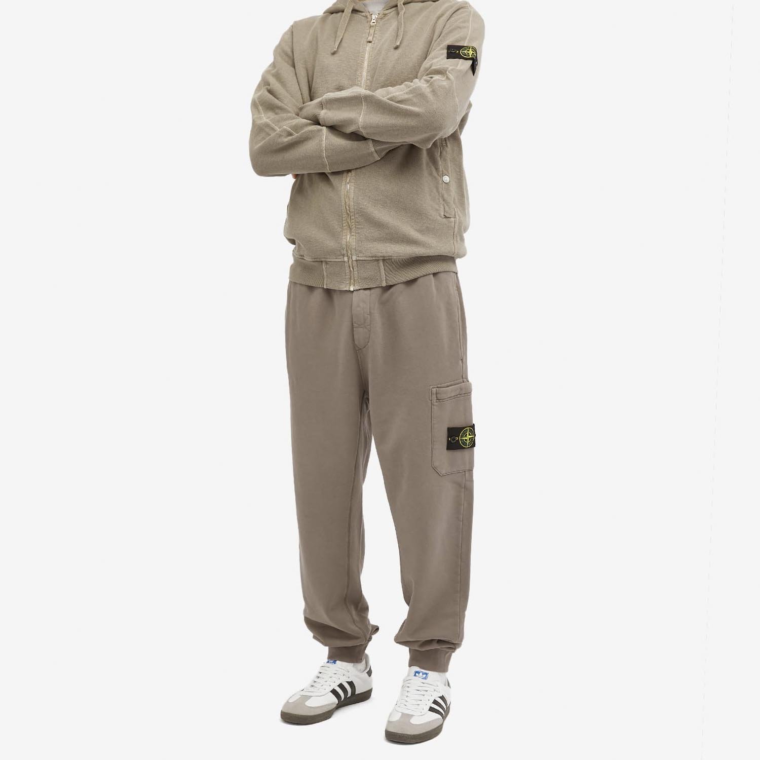 Штаны STONE ISLAND Compass Patch Cotton Track Pants Светло-серый, фото №1