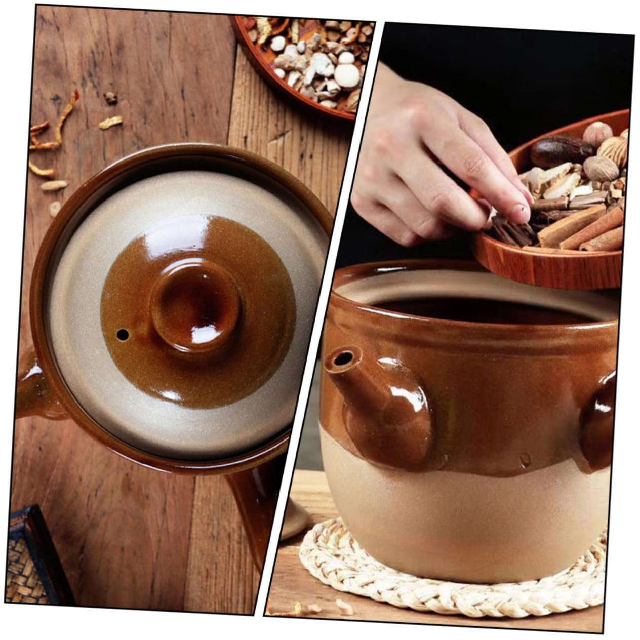 Ківш для лікувальних трав Traditional Chinese з термостійкої кераміки гладка поверхня безпечна для газових плит, фото №8