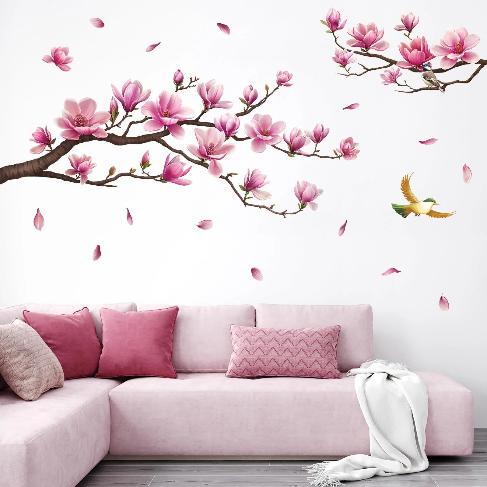 Наклейка на стіну SHUCHING Рожеві квіти магнолії самоклейна 140 x 120 см вінілова, фото №1 Наклейка на стіну SHUCHING Рожеві квіти магнолії самоклейна 140 x 120 см вінілова, фото №1