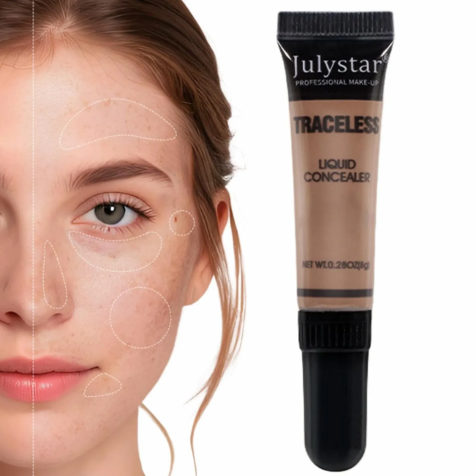 Коректор Povanjer водостійкий для шрамів, повне покриття для темних плям, багатоцільовий рідкий коректор для чоловіків та жінок, фото №6