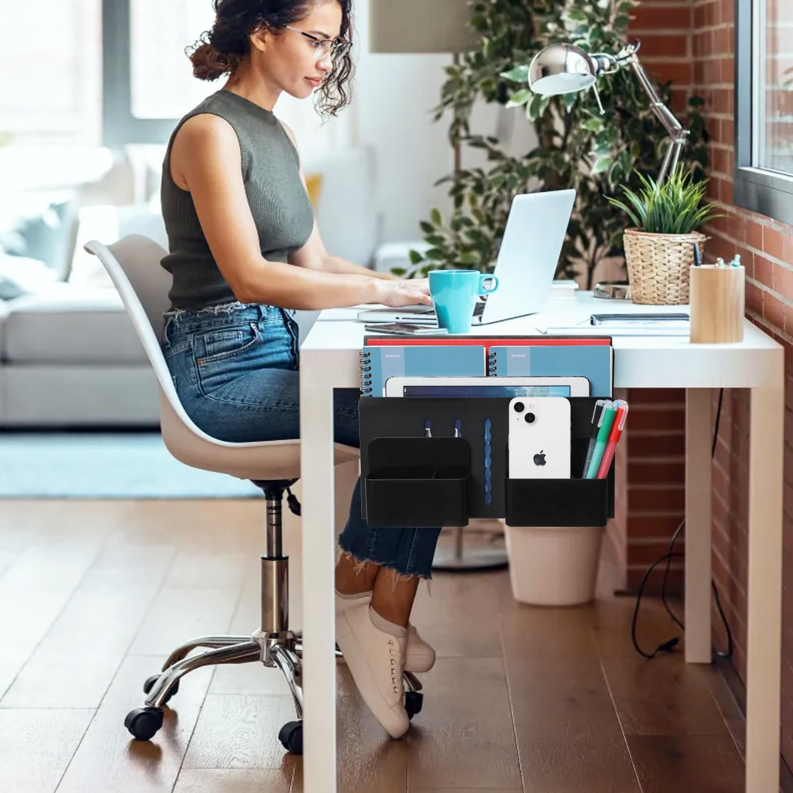 Держатель для ноутбука MAXECHO Настольный, Подвесной органайзер для файлов, Без сверления, Крепится на лоток для кабелей, фото №7