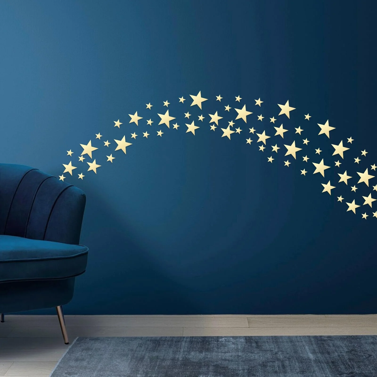 Дзеркальні наклейки Зірка Набір 68 шт. Акрилові Золоті, фото №3