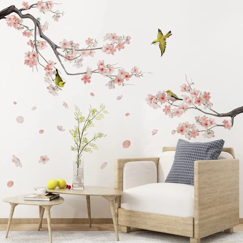 Наклейка на стіну Runtoo Cherry Blossom Pink Watercolour, фото №2