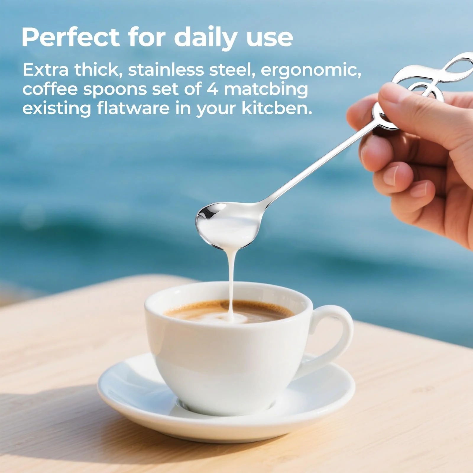 Ложки для кави Набір з 4 шт. Десертна ложка з дизайном музичної ноти, фото №6