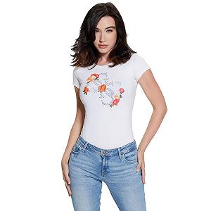 Футболка Guess Жіноча Flower Quattro Logo R3, Чисто білий - Фото 1