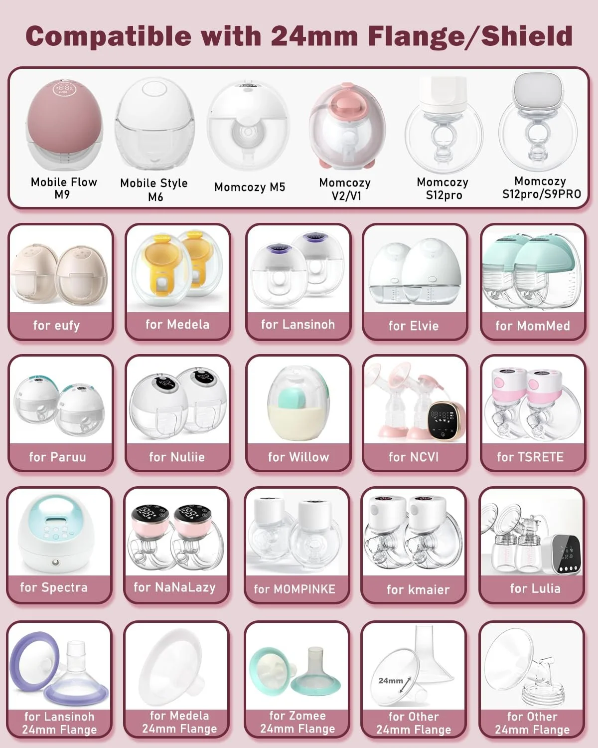 Вкладыши для фланцев 22 мм (4 шт.) Momcozy M9/M6/M5/S12 Pro/V1/V2, для Nuliie/Medela/Kissbobo/Lansinoh/eufy/NCVI/Bellababy/Jheppbay/Lulia 24 мм, фото №2 Вкладыши для фланцев 22 мм (4 шт.) Momcozy M9/M6/M5/S12 Pro/V1/V2, для Nuliie/Medela/Kissbobo/Lansinoh/eufy/NCVI/Bellababy/Jheppbay/Lulia 24 мм, фото №2