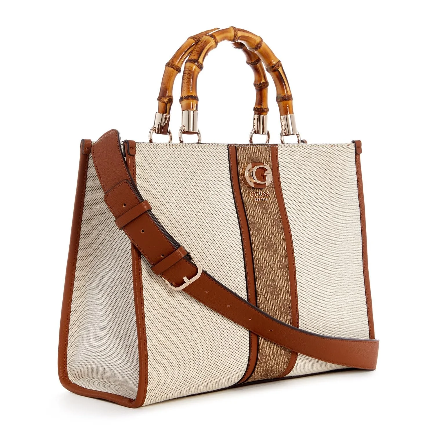 Сумка GUESS Kerima Bamboo 2 Compartment Tote Natural/Latte Logo, фото №5 Сумка GUESS Kerima Bamboo 2 Compartment Tote Natural/Latte Logo, фото №5