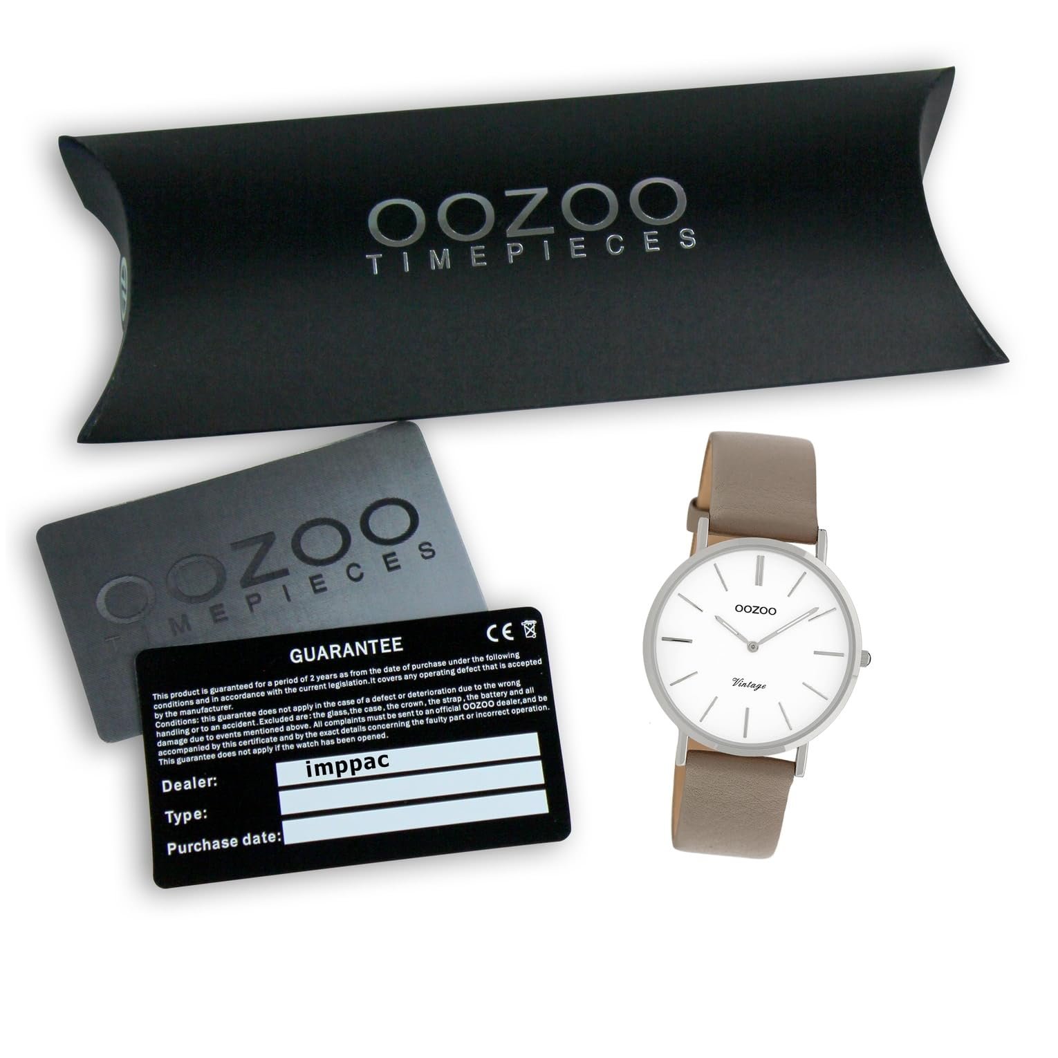 Женские часы Oozoo Vintage Series UOC20017 Аналоговые Кожа Taupe Коричневый, серебристый / белый, Ремешок., фото №4
