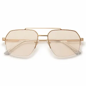 Окуляри SOJOS Ретро Вінтаж Великі Квадратні Подвійний Місток Метал Напів-Оправа Прямокутні SJ1191 - Фото 1