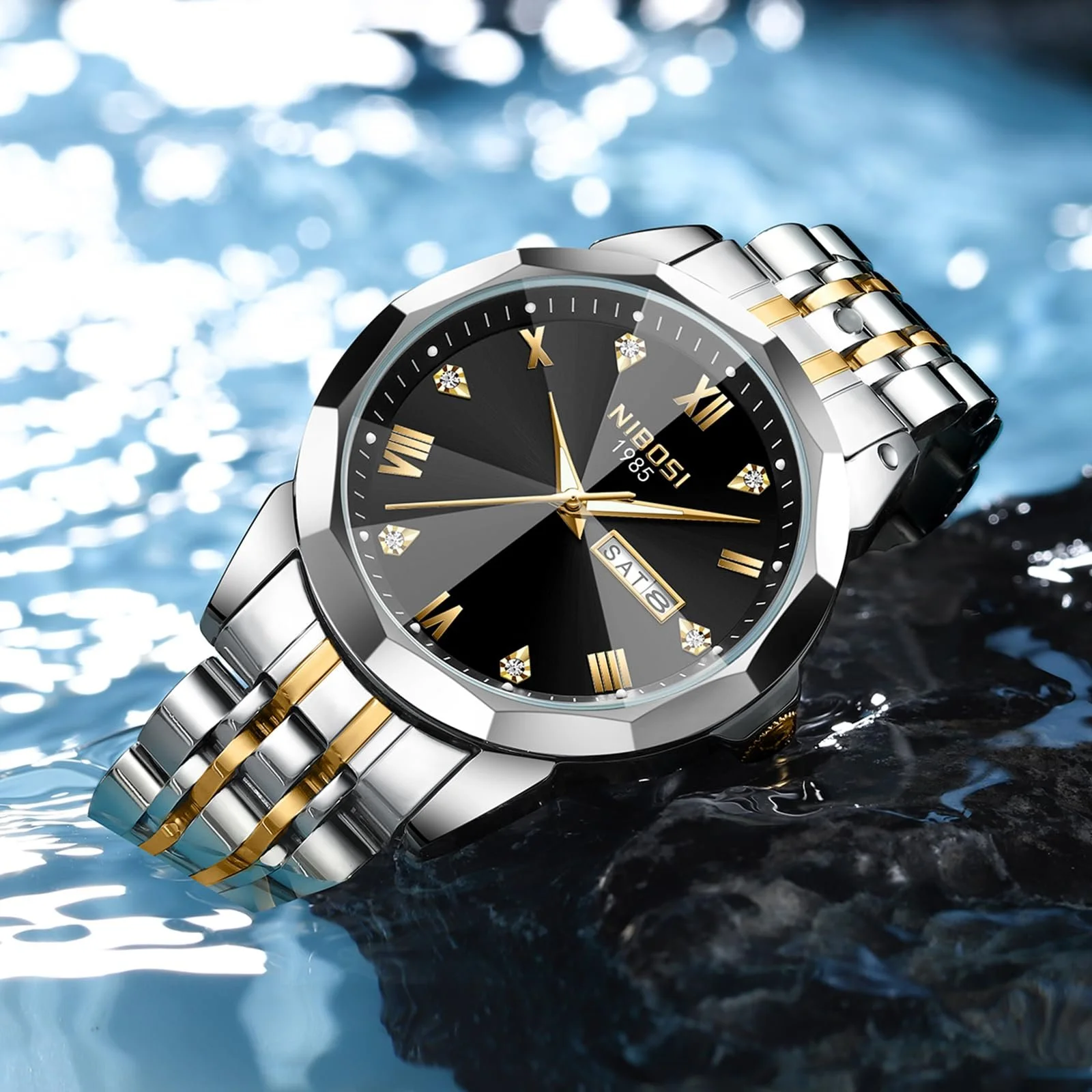 Часы NIBOSI Мужские Аналоговые Кварцевые Часы Автоматические Нержавеющая Сталь Водонепроницаемые Модные Повседневные Бизнес Классические, фото №4