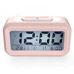 Цифровой Будильник Coolzon с Большим LED Дисплеем, Дата, Температура, Функция Повтора, Ночник, Розовый synthetic.ua - Фото 1