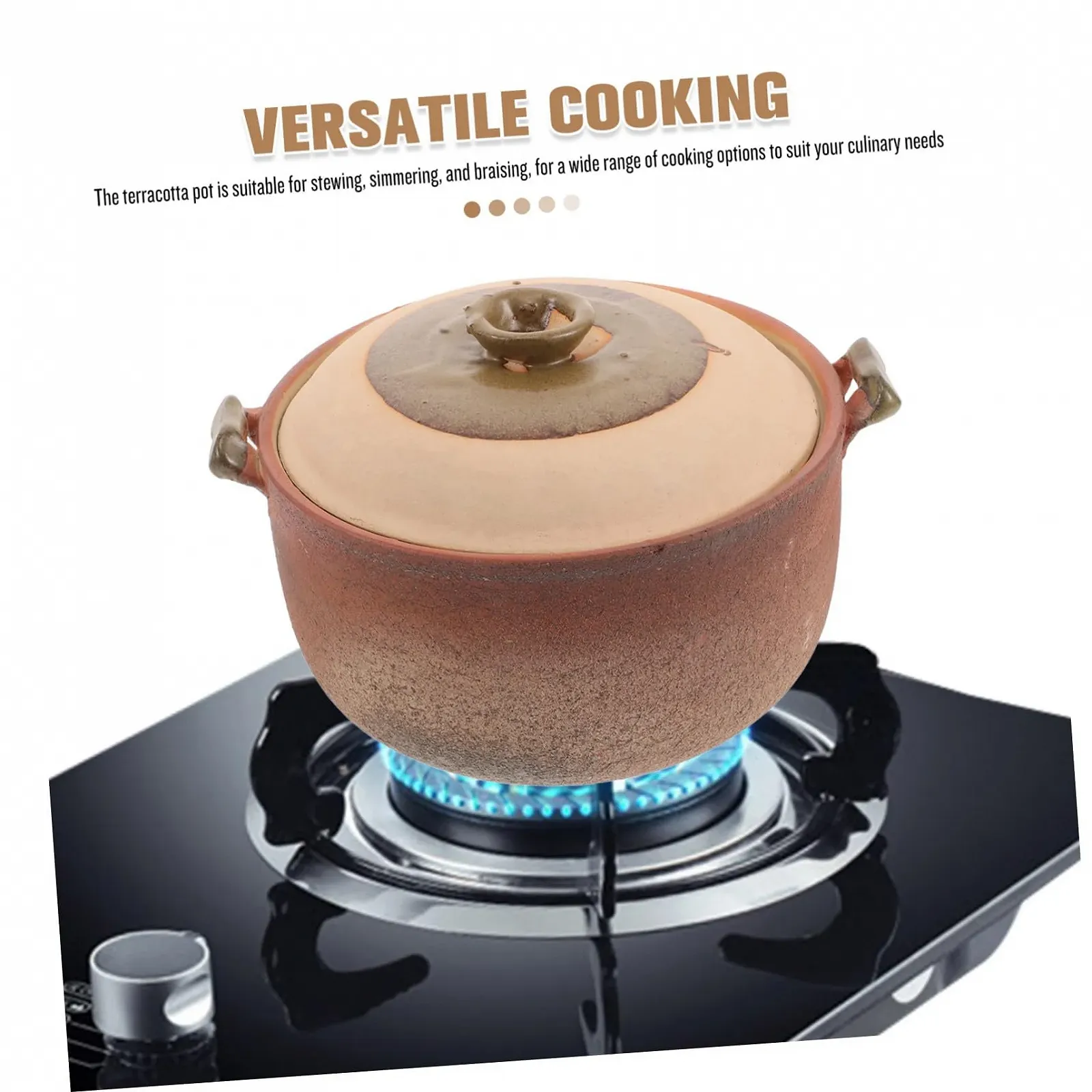 Горщик Теракотовий Керамічний з кришкою та ручкою Жаростійкий для плити та духовки, фото №8