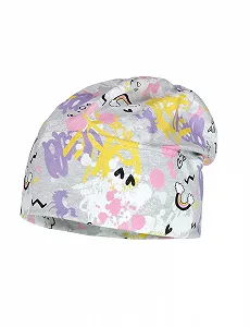 Шапка maximo Mini Сірий меланж з цитрусовим принтом, джерсі, UV 50 - Фото 1