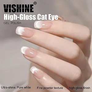 Гель-лак Vishine Котяче око H001 Сріблястий голографічний гліттер, прозорий, кришталевий колір, 16 мл synthetic.ua - Фото 1