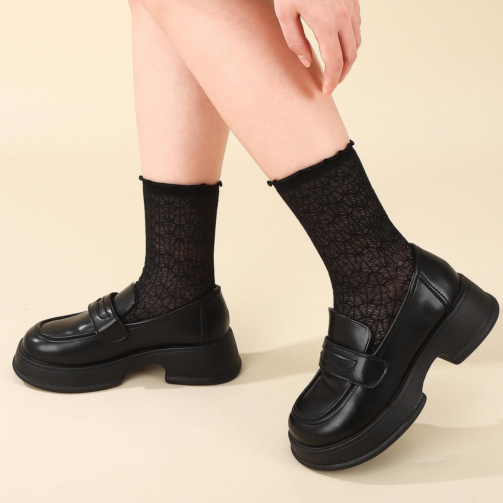 Носки с рюшами (8 пар) Черно-белые, 36-40, фото №7