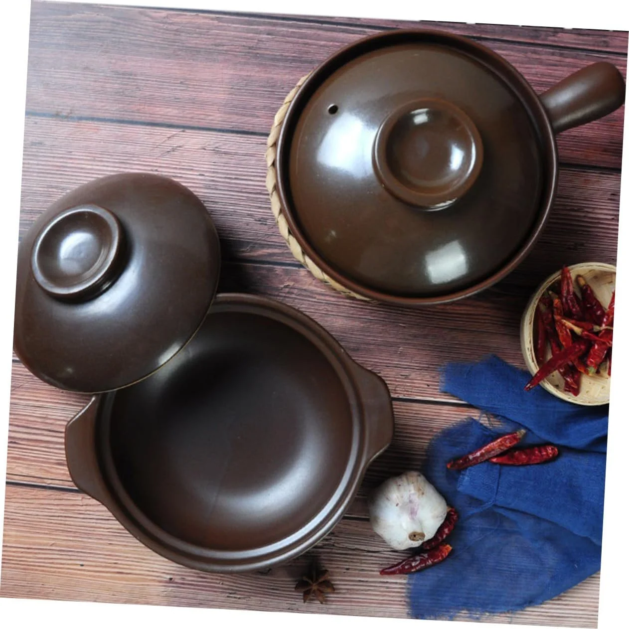 Кастрюля для тушения керамическая термостойкая с двойными ручками для газовых плит, фото №7