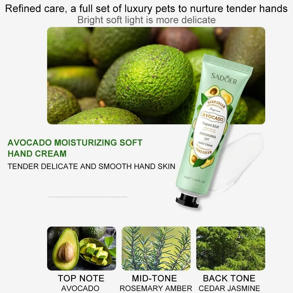 Крем для рук Avocado and Cherry Blossom Авокадо и Черешневый Цвет 30 г, 2 шт, фото №4