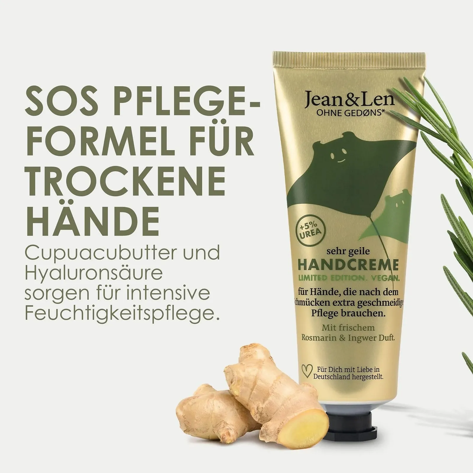 Крем для рук Jean & Len Very Horny Rosemary & Ginger Christmas Edition з сечовиною, фото №2