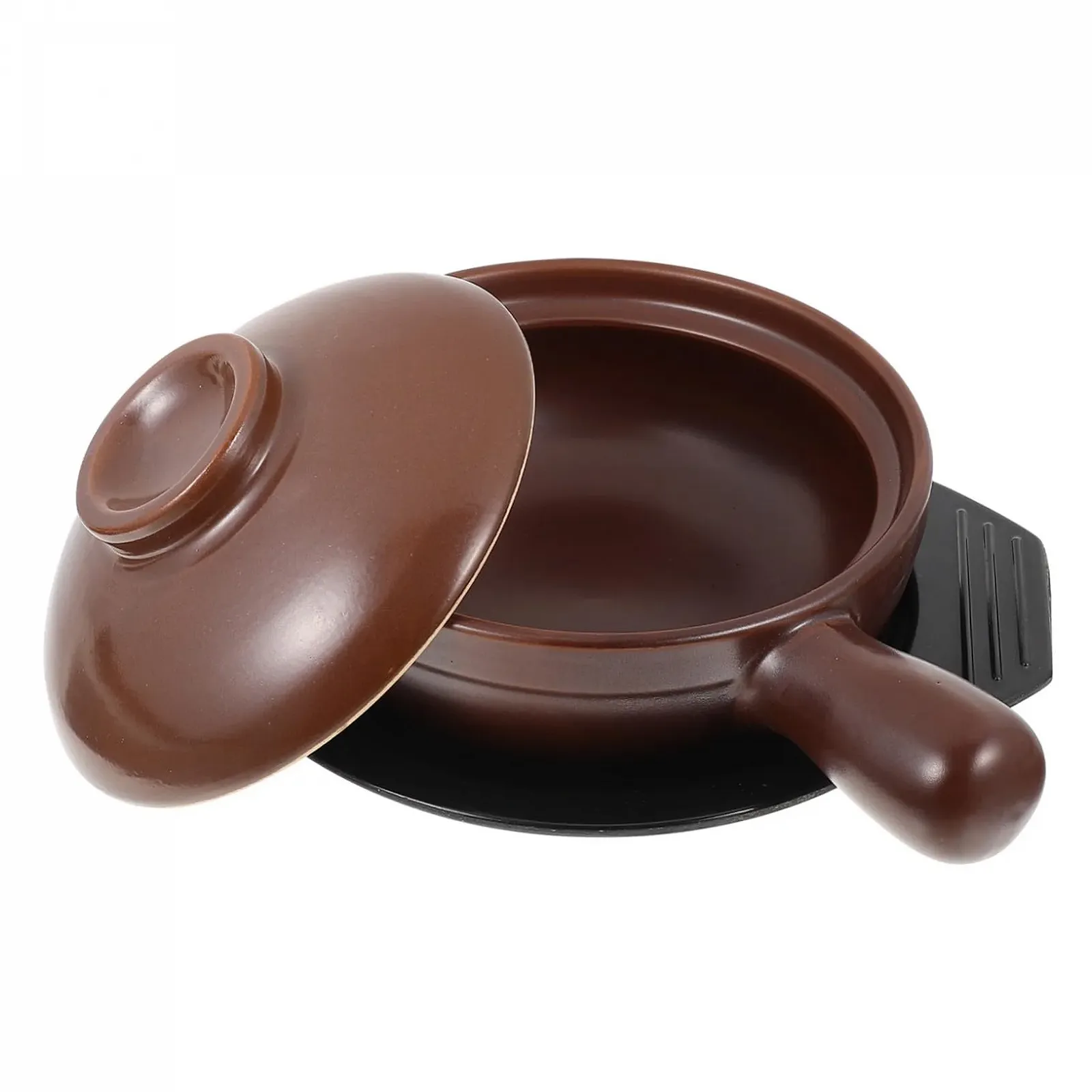 Кастрюля керамическая термостойкая с ручкой и подставкой, фото №1