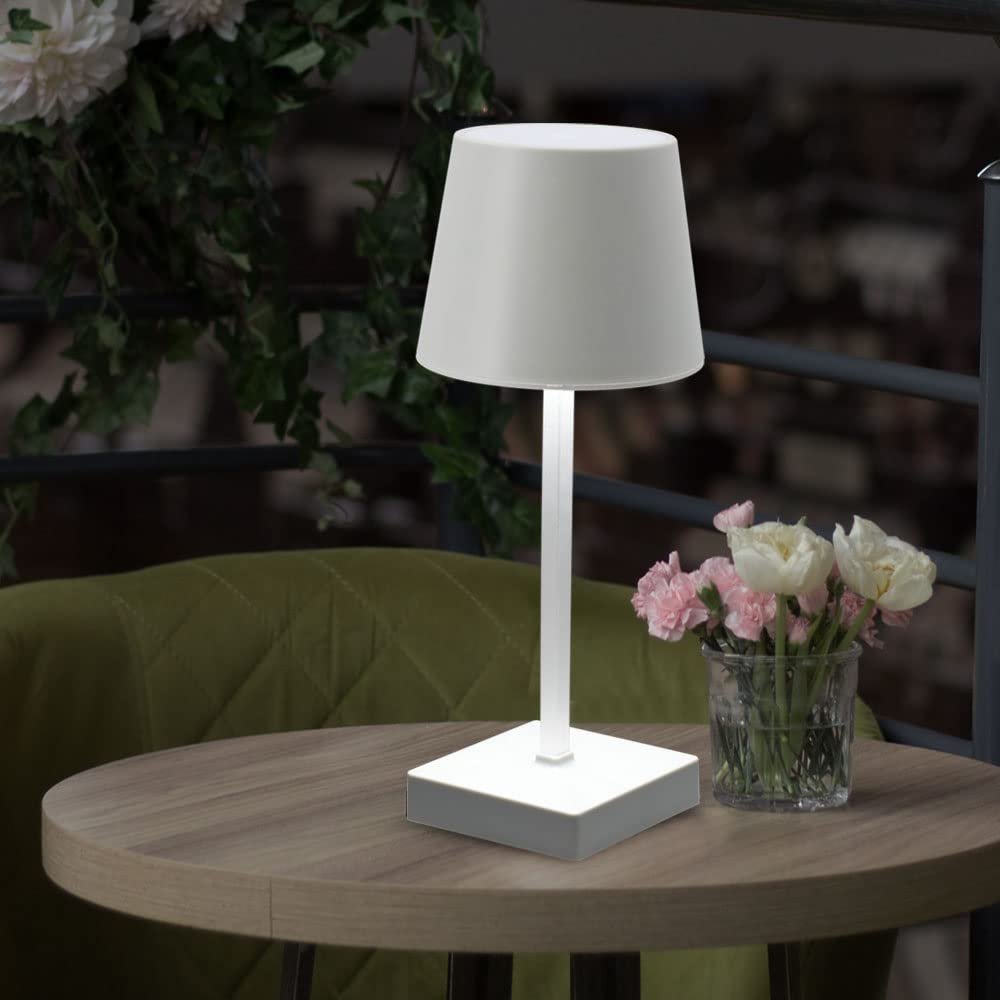 Настільна лампа etc-shop акумуляторна димована 3 рівні USB біла LED 10.5 x 10.5 x 26 см, фото №4