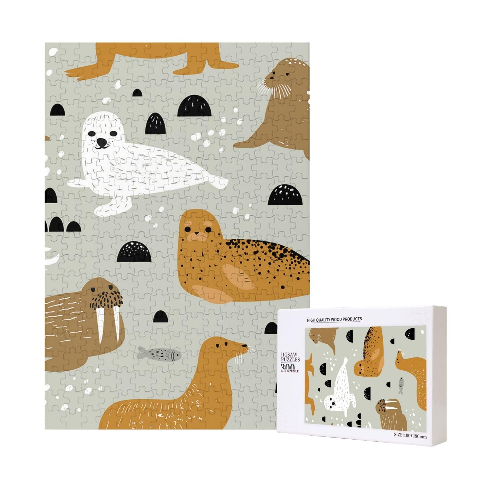 Пазл Seal and Walrus Pattern 300 елементів 28 x 40 см Дерев'яний, фото №1 Пазл Seal and Walrus Pattern 300 елементів 28 x 40 см Дерев'яний, фото №1