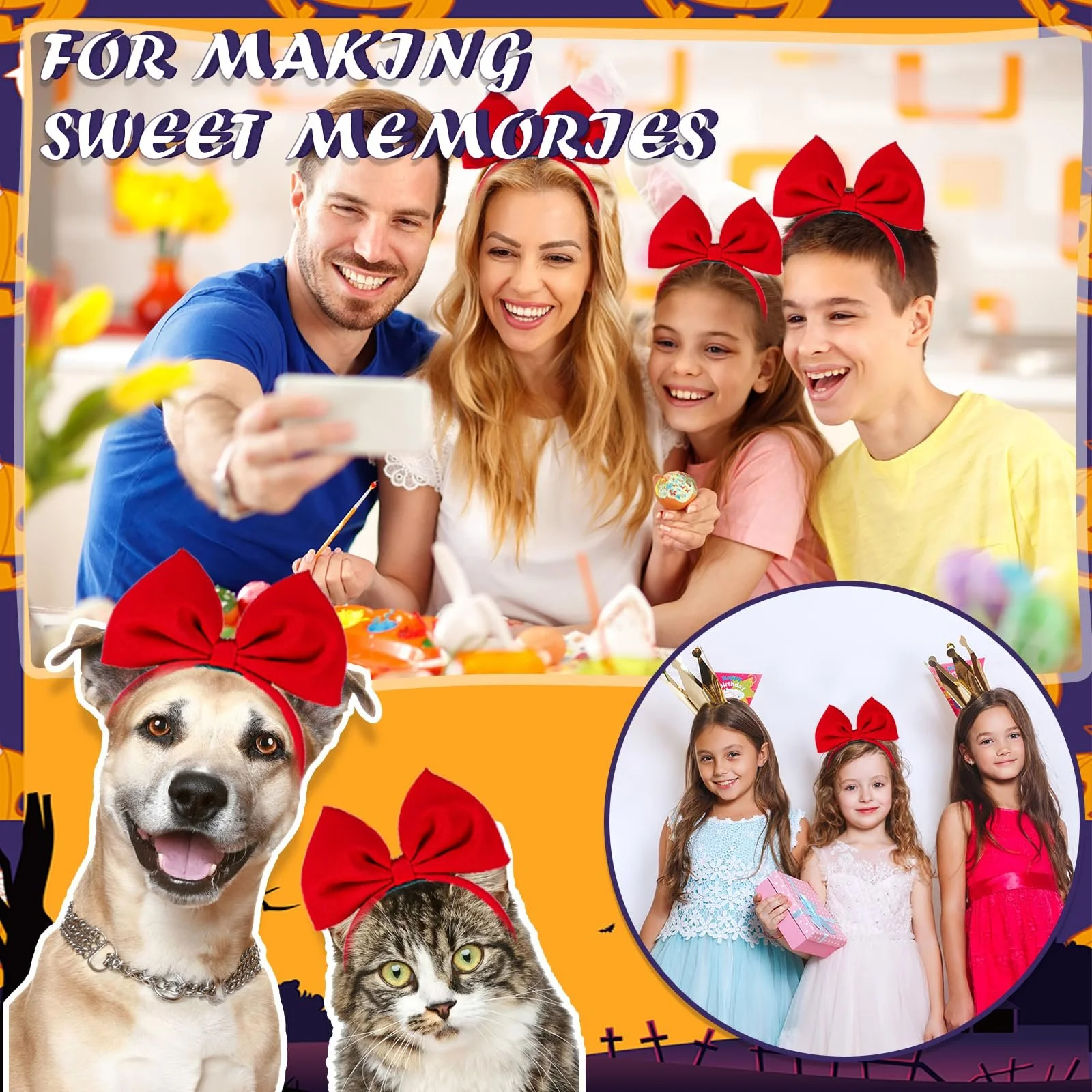 Обруч на голову Sibba Bows Червона з великим бантом для жінок, аксесуар для волосся, фото №9