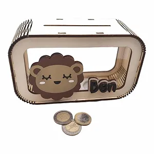 Скарбничка Лев Дерев'яна Персоналізована - Фото 1