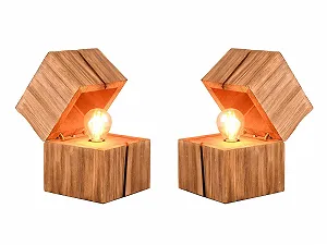 Настільні лампи Cube (набір 2 шт.) 16 см Натуральне дерево - Фото 1