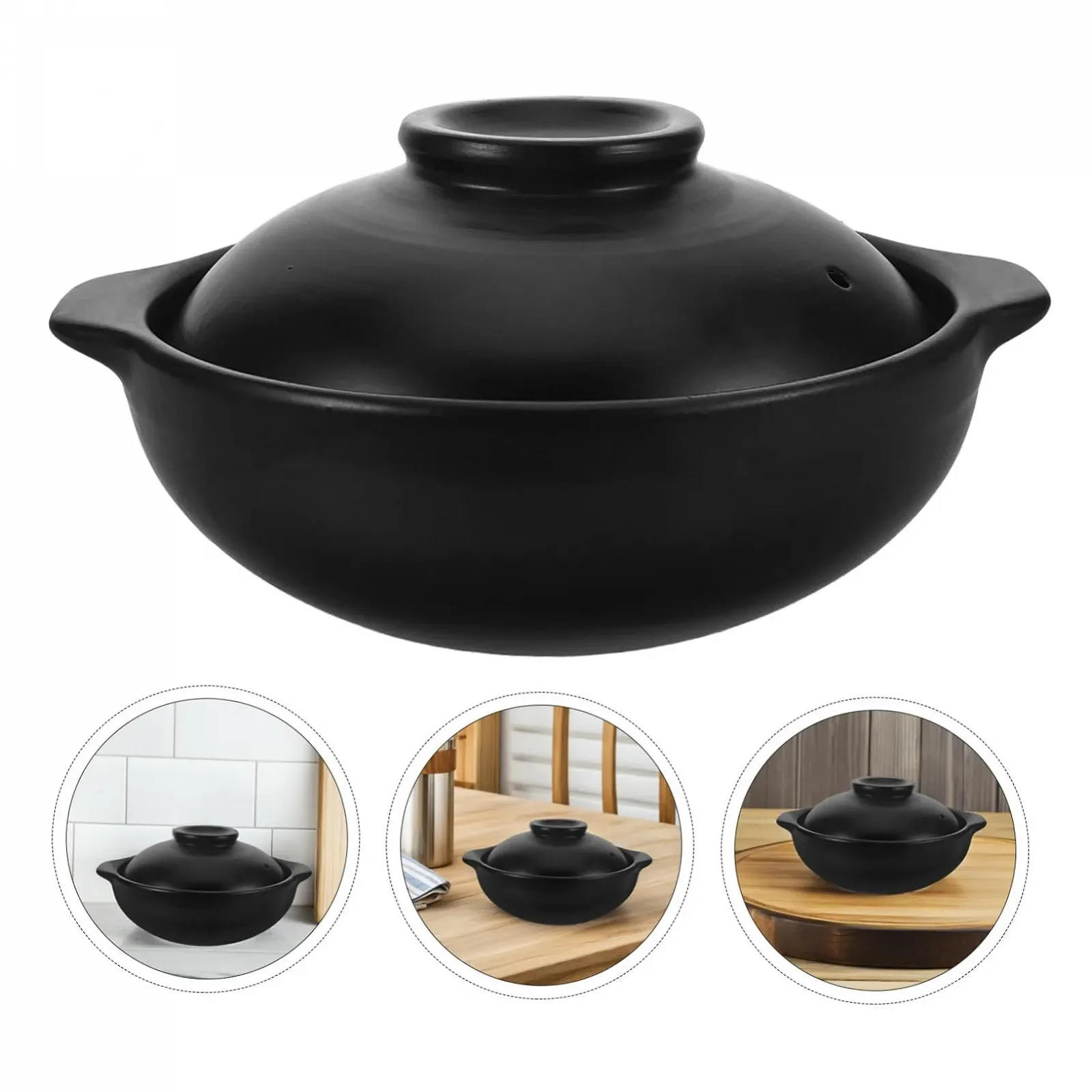 Кастрюля для супа Ciieeo Kitchen Cookware керамическая жаростойкая большая с крышкой, фото №8