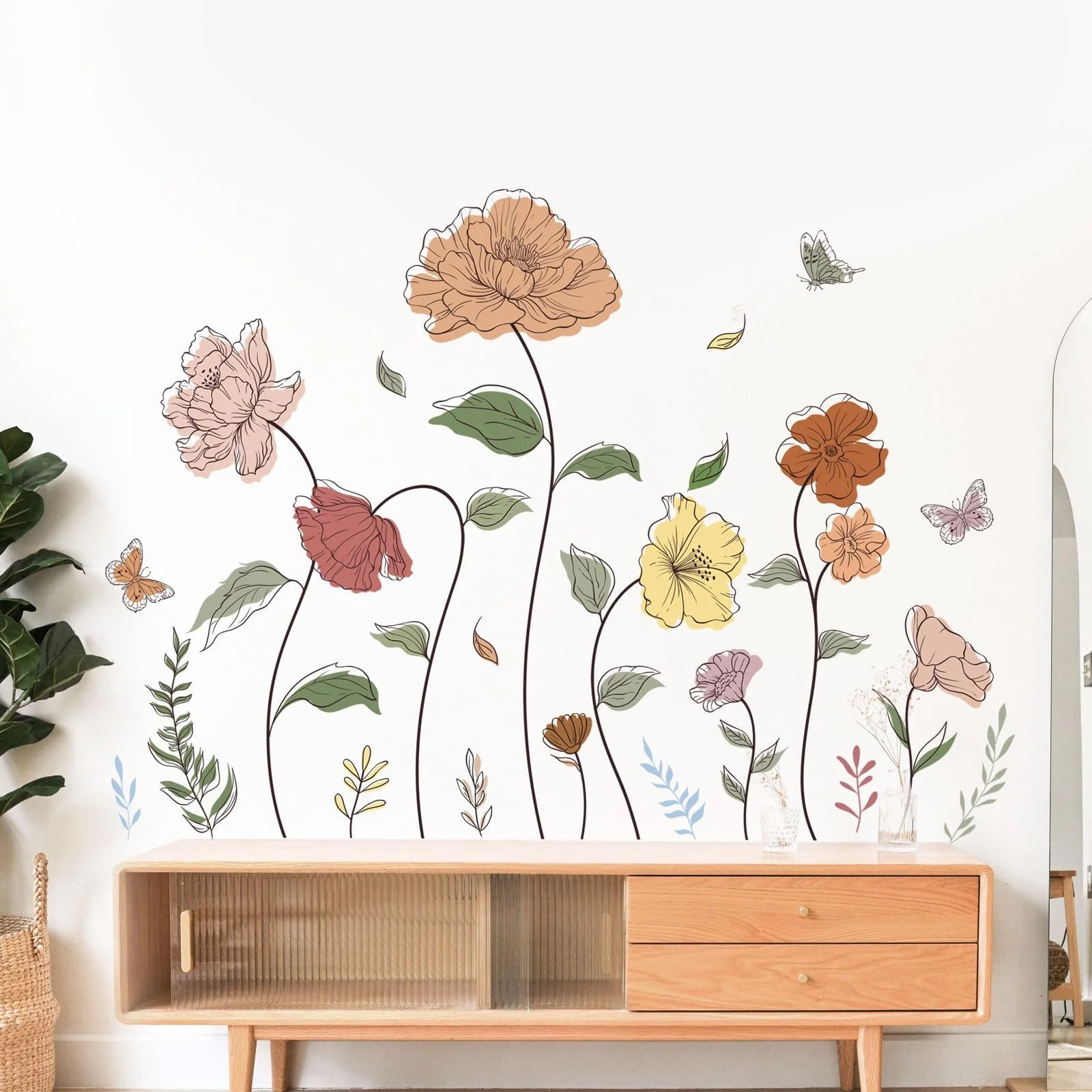 Наклейка на стіну Supzone Boho Flower Wild Flowers Plants Grass, фото №2