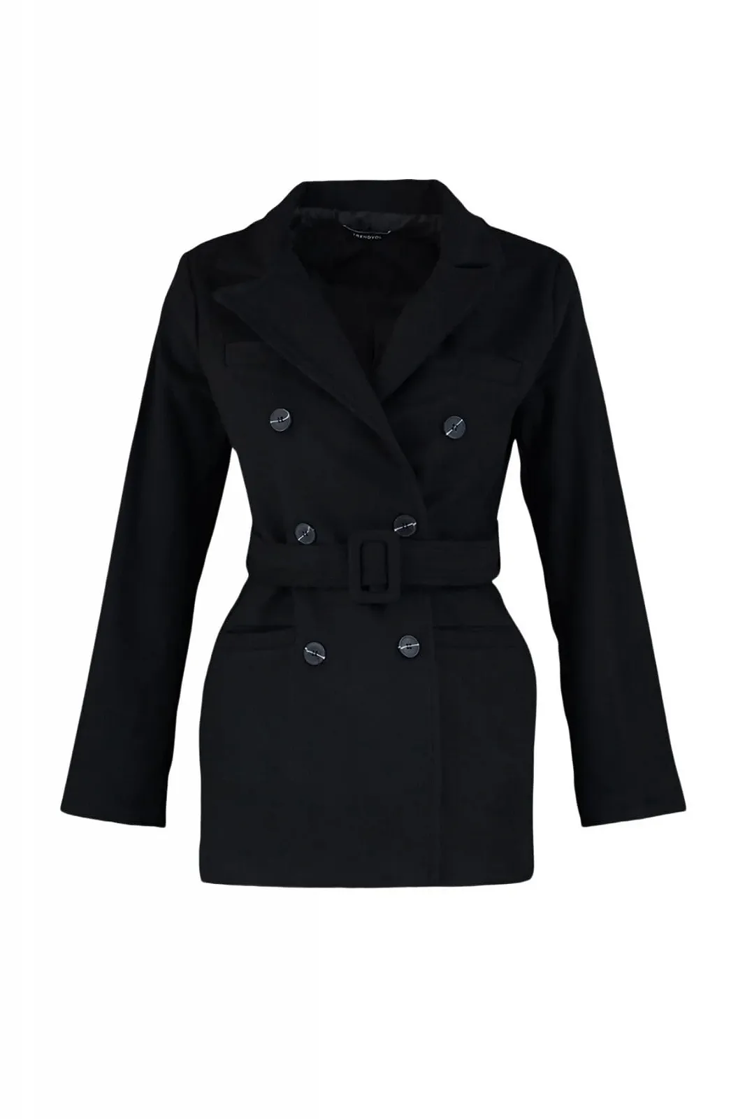 Пальто TRENDYOL С запахом Классический Однотонный Тканевый, фото №6 Пальто TRENDYOL С запахом Классический Однотонный Тканевый, фото №6