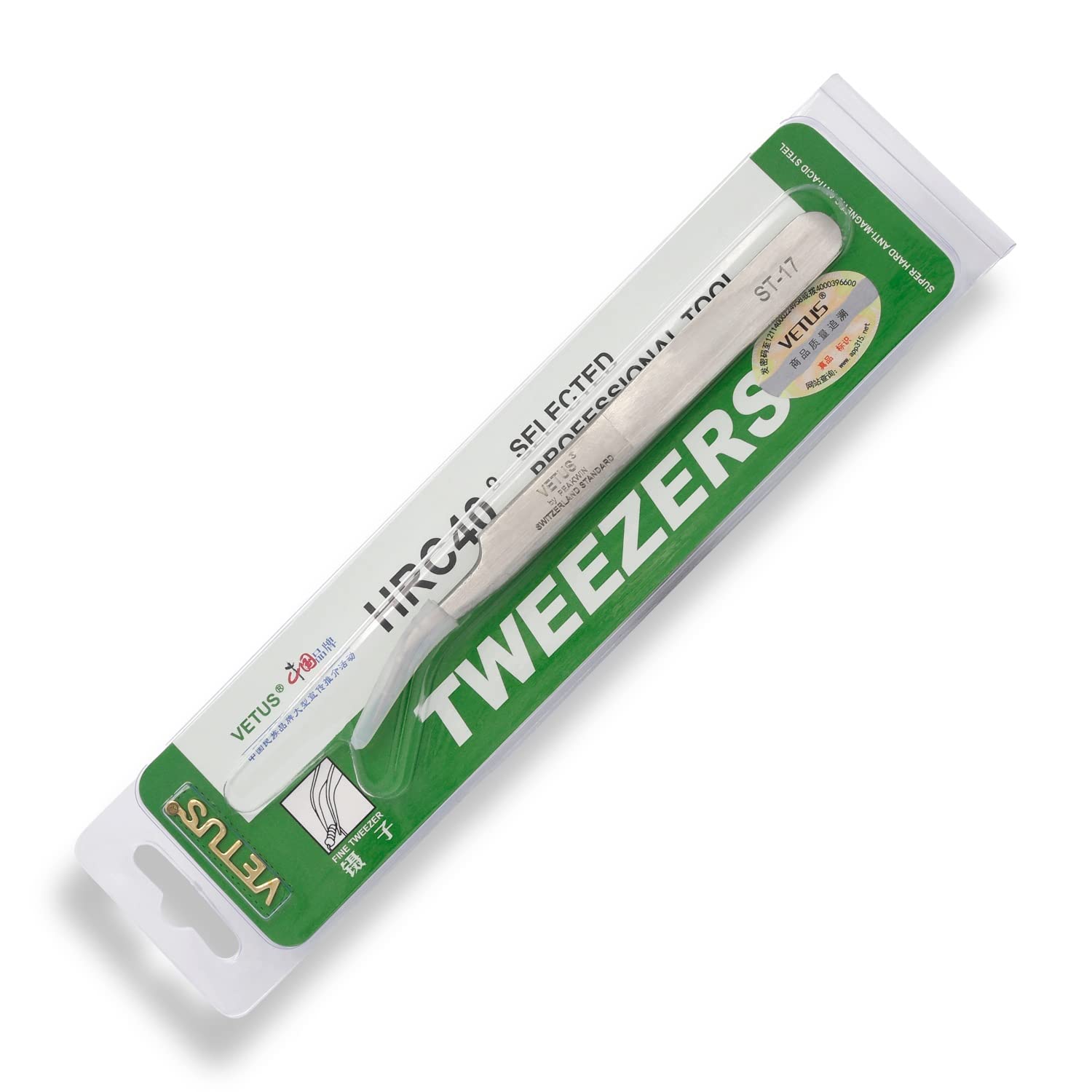 Пинцет Vetus ST-17 для наращивания ресниц с защитным колпачком, фото №2 Пинцет Vetus ST-17 для наращивания ресниц с защитным колпачком, фото №2