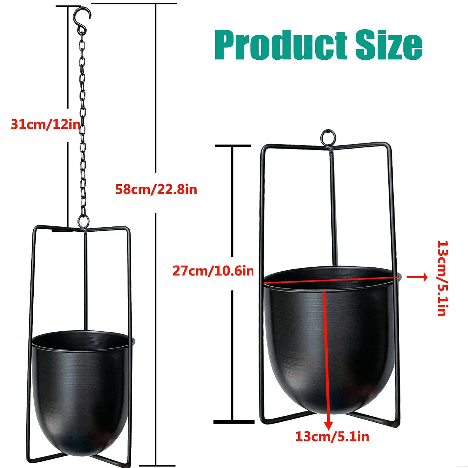 Підвісний кошик Bolo Металевий Декоративний Чорний, фото №8