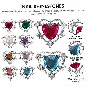 Стразы для ногтей FRCOLOR Сердцевидные 20 шт. Разноцветные synthetic.ua - Фото 1