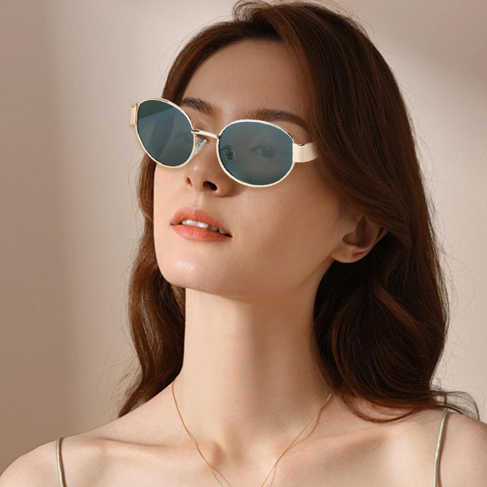 Сонцезахисні окуляри Овальні Vordpe Ретро Модні Метал Золотий, фото №5