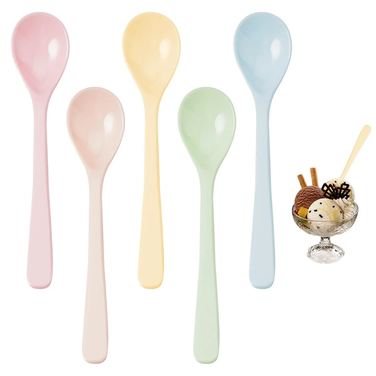 Набір довгих ложок 5 шт, різнокольорові, пластикові, фото №1 Набір довгих ложок 5 шт, різнокольорові, пластикові, фото №1