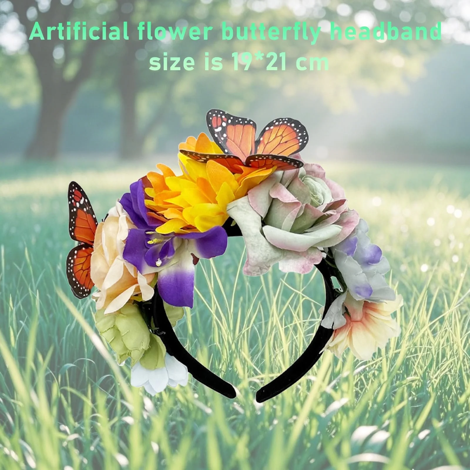 Обруч для волосся штучні квіти, фото №2